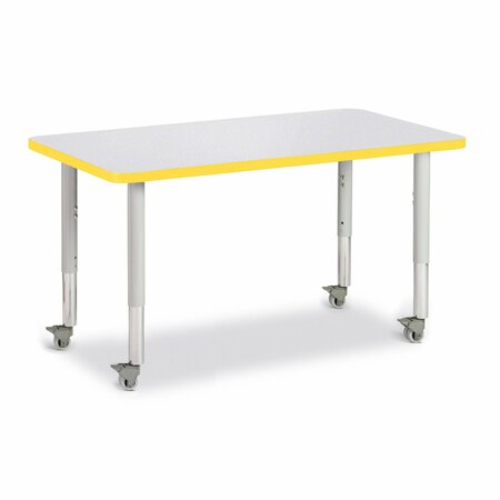 JONTI-CRAFT Berries Rectangle Activity Table, 24 in. x 36 in., Mobile, Freckled Gray/Yellow/Gray 6478JCM007